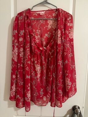 Victoria's Secret red floral babydoll dress nightgown and rope